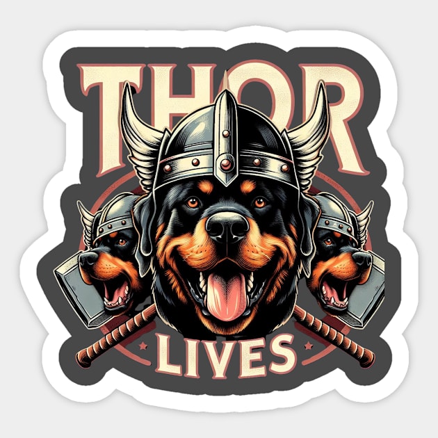 Rottweiler Viking Thor Lives Nordic Theme Sticker by Battlefoxx Living Earth